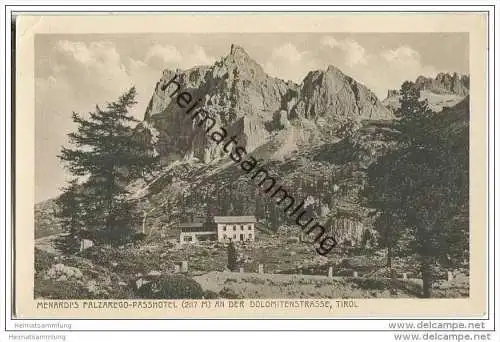 Menardi's Falzarego-Passhotel - Dolomitenstrasse - AK ca. 1910
