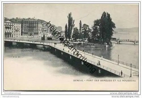 Genève-Genf - Pont des Bergues et Ile Rousseau 1905