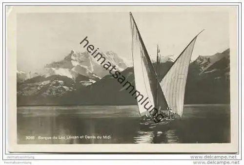 Genève-Genf - Barque du lac Leman et Dents du Midi - Foto-AK
