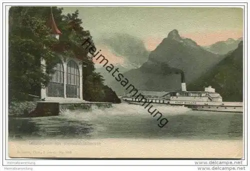 Tellskapelle am Vierwaldstättersee - Ausflugsdampfer Stadt Mailand um 1900