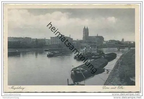 Magdeburg - Dom mit Elbe 30er Jahre