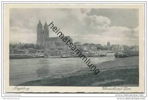 Magdeburg - Elbansicht mit Dom 30er Jahre
