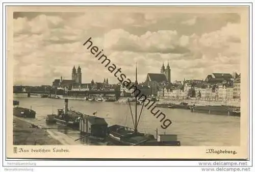 Magdeburg - Blick auf die Elbe und Stadt von der Zollstrasse - Foto-AK