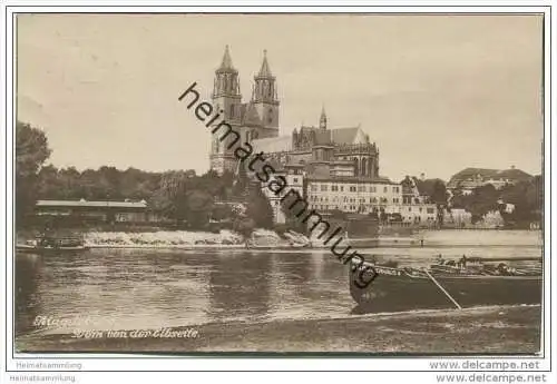 Magdeburg - Dom von der Elbseite - Foto-AK