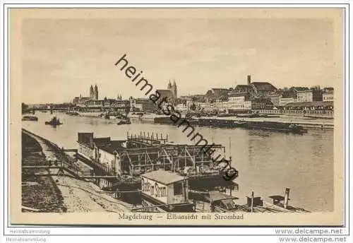 Magdeburg - Elbansicht mit Strombad 20er Jahre