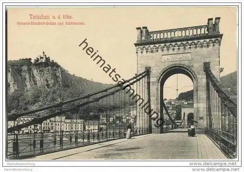 Tetschen - Decin - Kaiserin-Elisabeth-Brücke - Schäferwand - AK ca. 1910