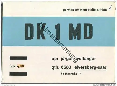 QSL - QTH - Funkkarte - DK1MD - Elversberg (Saar) - 1969