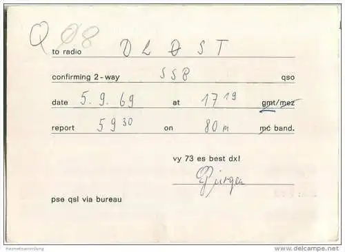 QSL - QTH - Funkkarte - DK1MD - Elversberg (Saar) - 1969