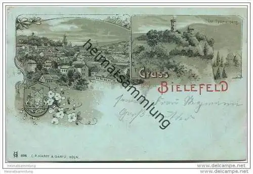 Gruss aus Bielefeld - Lithographie - Gesamtansicht - Sparrenberg