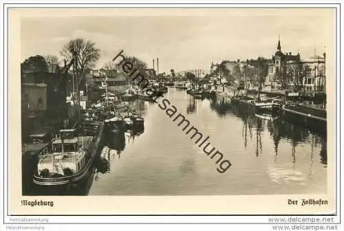 Magdeburg - Der Zollhafen - Foto-AK 30er Jahre