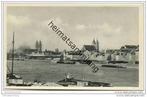 Magdeburg - Blick auf Elbe - Dom und Johanniskirche