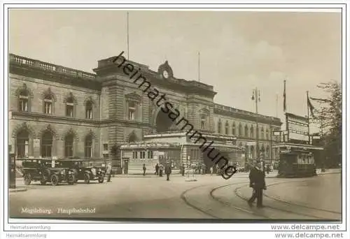 Magdeburg - Hauptbahnhof - Foto-AK 20er Jahre
