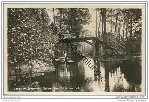 Lehde - Brücke zum fröhlichen Hecht - Original Gaslicht Photographie