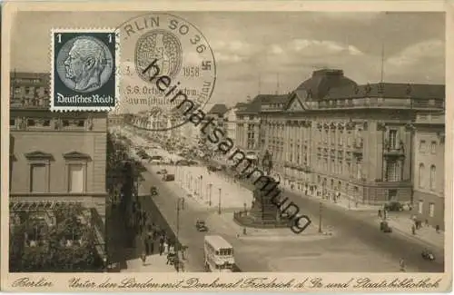 Berlin Unter den Linden mit Denkmal Friedrichs des Grossen und Staatsbibliothek - Sonderstempel 1938