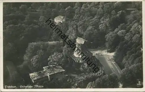 Potsdam - Sanssouci - Historische Mühle - Fliegerfoto aus 60m Höhe - Foto-AK - Verlag Klinke & Co. Berlin gel. 1937