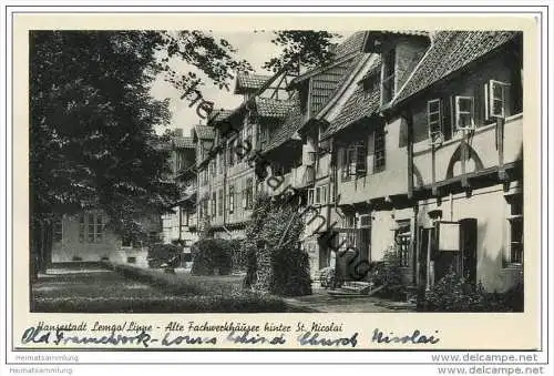 Hansestadt Lemgo Lippe - Alte Fachwerkhäuser hinter St. Nicolai - Foto-AK