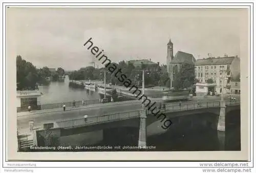 Brandenburg/Havel - Jahrtausendbrücke mit Johannes-Kirche - Foto-AK 30er Jahre