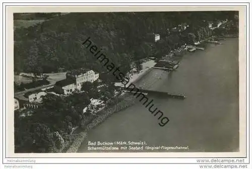 Bad Buckow - Schermützelsee mit Seebad - Junkers Luftbild - Foto-AK 30er Jahre