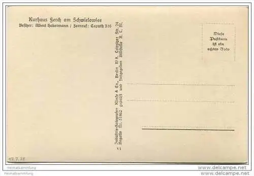 Kurhaus Ferch am Schwielowsee - Fliegeraufnahme - Foto-AK 30er Jahre