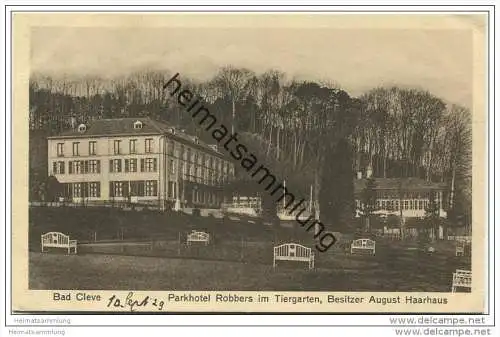 Bad Cleve - Kleve - Parkhotel Robbers im Tiergarten - Besitzer August Haarhaus 1929