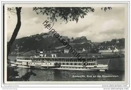 Koblenz - Ehrenbreitstein - Dampfer Vaterland - Foto-AK ca. 1930