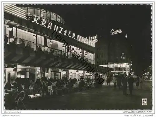 Berlin - Kurfürstendamm - Cafe Kranzler bei Nacht - Foto-AK Grossformat