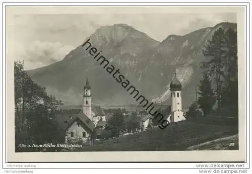 Kiefersfelden - Alte und neue Kirche - Foto-AK ca. 1930