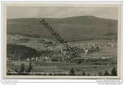 Fichtelberg im Fichtelgebirge mit Schneeberg und Platte - Foto-AK ca. 1930