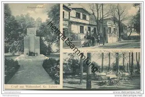 Waltersdorf - Gasthof und Postagentur M. Weise - Kriegerdenkmal - Kreis Teltow ca. 1920