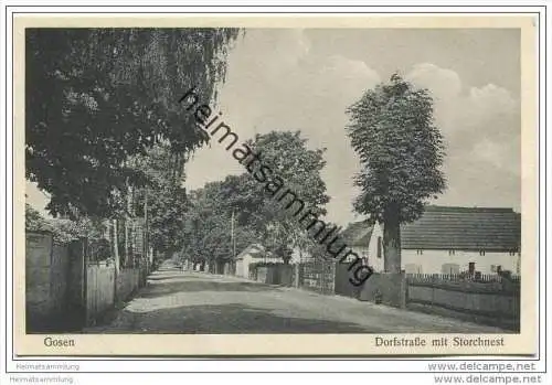 Gosen - Dorfstrasse mit Storchennest ca. 1930