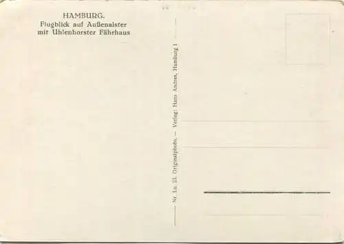 Hamburg - Flugblick auf Außenalster mit Uhlenhorster Fährhaus - Foto-AK Großformat