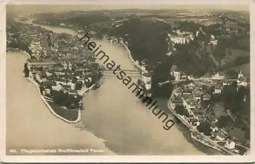 Passau - Fliegeraufnahme - Foto-AK - Verlag Martin Herpich München - gel. 1940