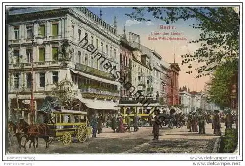 Berlin - Friedrichstrasse - Ecke Unter den Linden - Pferdebahn - Feldpost