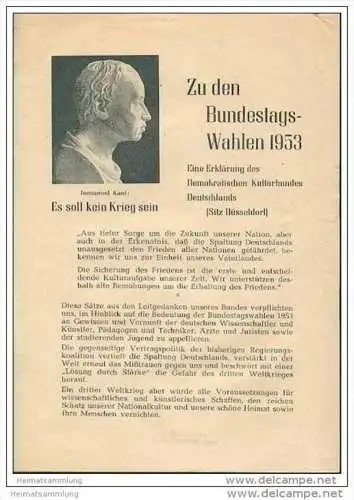 Zu den Bundestagswahlen 1953 - Eine Erklärung des Demokratischen Kulturbundes Deutschlands