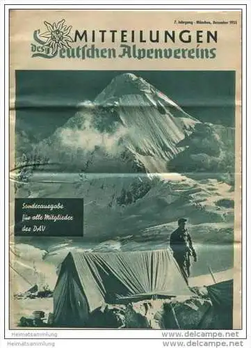 Mitteilungen des Deutschen Alpenvereins - Sonderausgabe für alle Mitglieder Dezember 1955 - 16 Seiten DinA4 Format