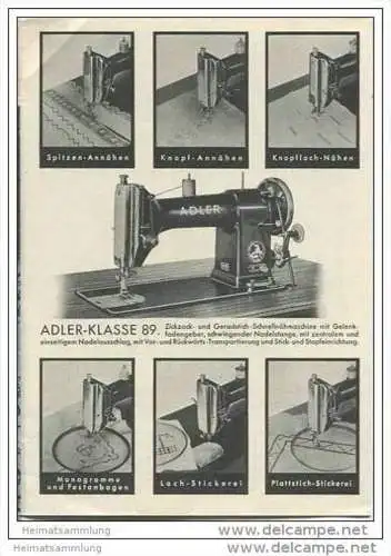 Eine glückliche Hand - Faltblatt - Kochs Adlernähmaschinen Werke AG Bielefeld - Adler Klasse 89