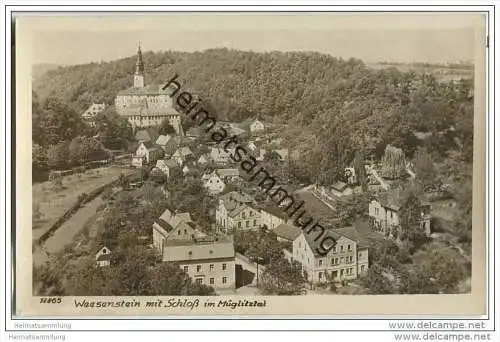 Weesenstein mit Schloss im Müglitztal - Foto-AK Handabzug 50er Jahre