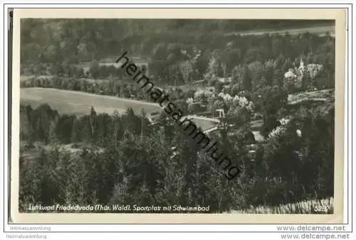 Friedrichroda - Sportplatz mit Schwimmbad - Foto-AK 50er Jahre