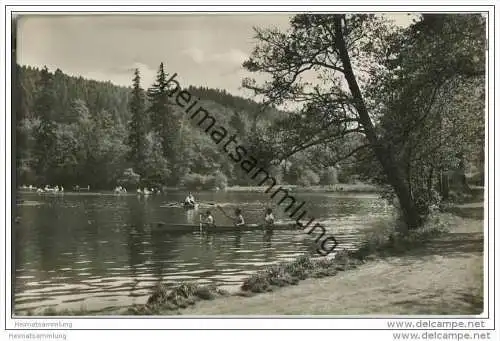 Friedrichroda - Gondelteich - Ruderer - Foto-AK 50er Jahre