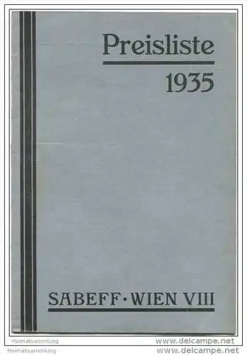 Sabeff - Wien VIII - Briefmarken Preisliste 1935 mit vielen Abbildungen