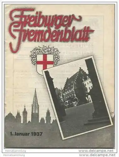 Freiburger Fremdenblatt 1937 - 16 Seiten mit 15 Abbildungen u. a. Christl Cranz Olympiasiegerin Slalom 1936 - Stadtplan