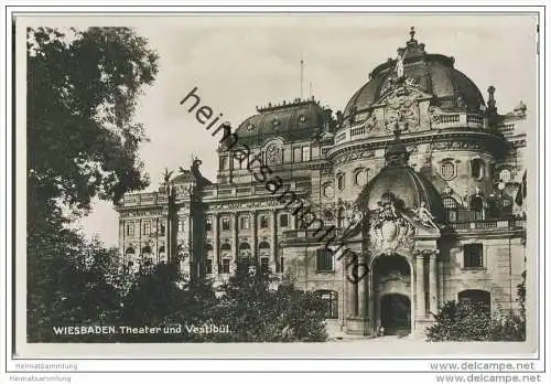 Wiesbaden - Theater und Vestibül - Foto-AK