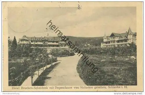 Schierke - Hotel Brocken-Scheideck mit Dependance - Verlag Urania Berlin SW 68 gel. 1914