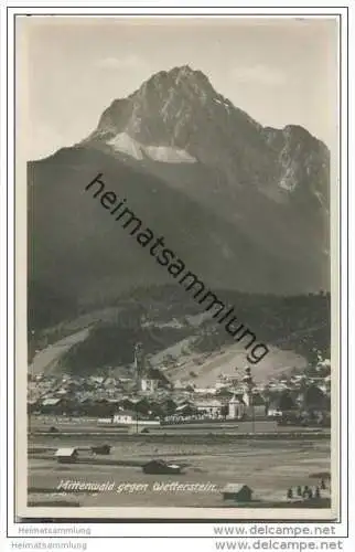 Mittenwald gegen Wetterstein - Foto-AK