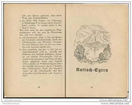 Das Tegernseer Tal mit 30 Wanderungen und einer Karte - Herausgeber Dr. Walther Klöpzig Kreuth-Oberhof 1954 - 64 Seiten