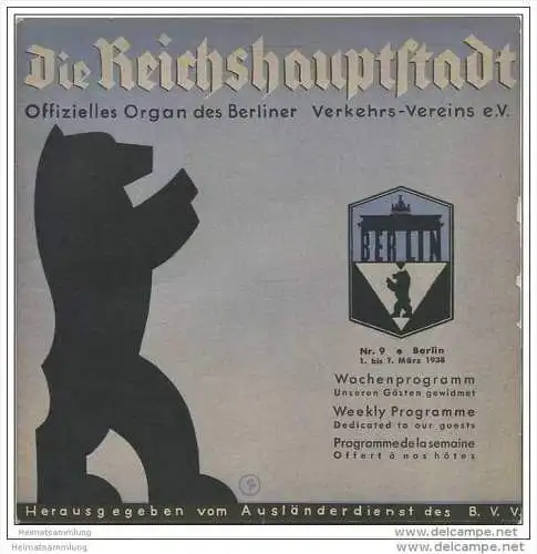 Die Reichshauptstadt - Offizielles Organ des Berliner Verkehrs-Vereins e.V. - Wochenprogramm 1. bis 7. März 1938