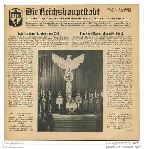 Die Reichshauptstadt - Offizielles Organ des Berliner Verkehrs-Vereins e.V. - Wochenprogramm 1. bis 7. März 1938