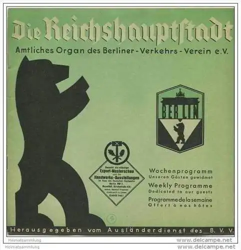 Die Reichshauptstadt - Offizielles Organ des Berliner Verkehrs-Vereins e.V. - Wochenprogramm 19. bis 25. Mai 1936