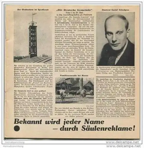 Die Reichshauptstadt - Offizielles Organ des Berliner Verkehrs-Vereins e.V. - Wochenprogramm 19. bis 25. Mai 1936