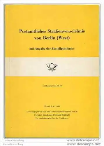 Postamtilches Strassenverzeichnis von Berlin (West) mit Angabe der Zustellpostämter 1966 - Landespostdirektion Berlin